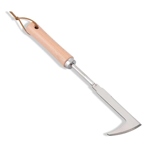 Crack Weeder, 12" Stainless Steel Crevice Weeding Tool with Wood Handle, L-Shaped Side-Walk Weed Puller Spatula, for Garden Lawn Yard Patio Terrace Paving Moss, Small Gardening Tool - size: 12" Crack Weeder