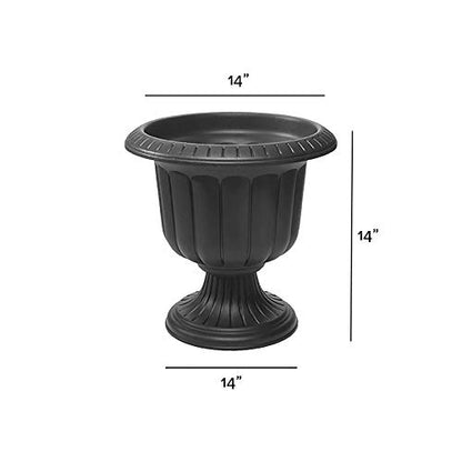 Root & Vessel, Classic Urn Planter, Black, 14-Inch - color: Black, size: 14 Inch