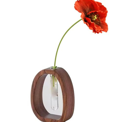 Test Tube Vase Hydrophilic Plants Vase, Plants Propagation Stations with Wooden Stand,for Hydroponic Plants Home Garden Decoration