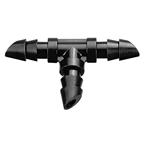 JAYEE 50 Pack Drip Irrigation 1/4” Barbed Tee Fittings, Barbed Connectors Fits Universal 1/4 Inch Drip Tubing, Irrigation Tee for Drip or Sprinkler System - size: 50P-Tee