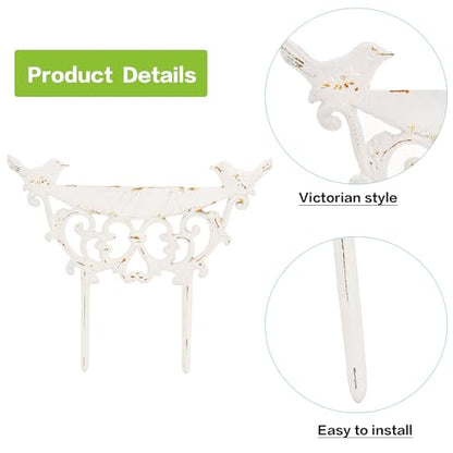 Sungmor Cast Iron Garden Edging Border, 9.9 Inches Tall, 4 Pack White - color: Rustic White - 10inch Tall