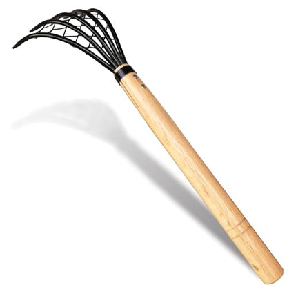 Garden Rake with 5-Claw for Loosening Soil in Flower Bed (Orange) - color: Orange