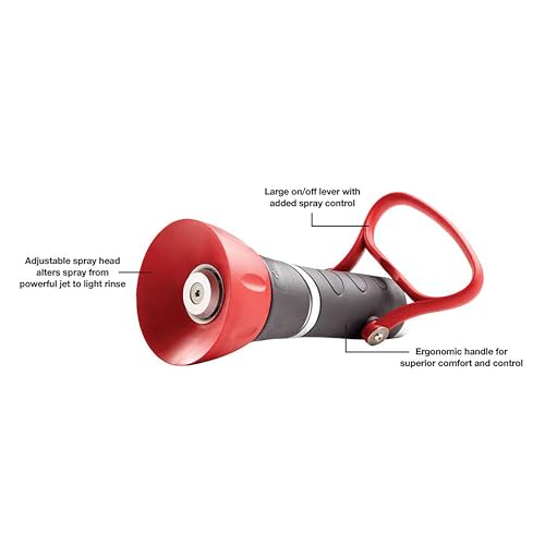 Gilmour Pro Twist Hose Nozzle, Fireman Hose Nozzle for Cleaning and Watering, Heavy Duty Garden Hose Nozzle with Adjustable Spray Pattern, Red