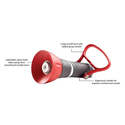 Gilmour Pro Twist Hose Nozzle, Fireman Hose Nozzle for Cleaning and Watering, Heavy Duty Garden Hose Nozzle with Adjustable Spray Pattern, Red