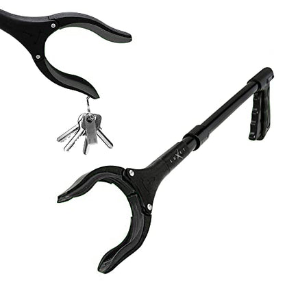 Grabber Tool 19" Aluminum Magnetic Claw, Rotating Lightweight Foldable Reacher Grabber Pickup Tool, Gripper Grabbers for Elderly Grab it Reaching Tool Trash Picker Grabber, Black, By Luxet - color: Black