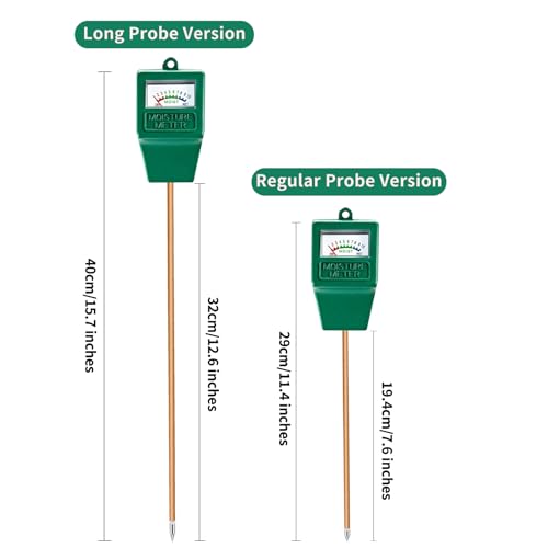Soil Moisture Meter,Long Probe Plant Hygrometer Moisture Sensor Plant Water Monitor for Potted Plants,Garden,Farm, Lawn(No Battery Needed) - color: Green-Long Probe Version