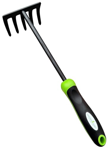 Garden Guru Hand Rake Cultivator Tiller Tool – Strong Carbon Steel for Ultimate Strength - Rust Resistant – Ergonomic Handle – Great for Gardening Cultivating Loosening Weeding Mulching Soil Prep - size: 1 Pack