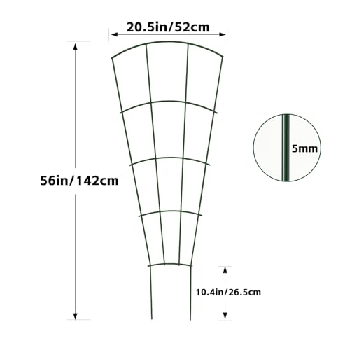 Thealyn 56" Tall Metal Plant Trellis, Climbing Plant Support, 4 Pack, Green - color: Green, size: 56 inch