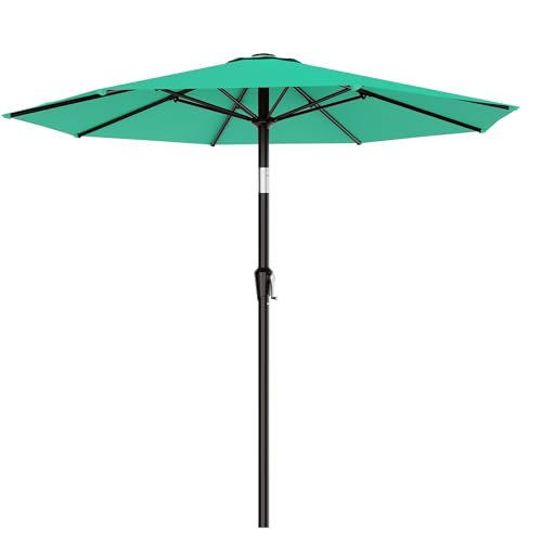 AreShark 9FT Outdoor Patio Umbrella with Tilt and Crank, Peacoke Blue - color: Peacoke Blue, size: 9ft