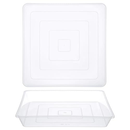 GREANER Plant Saucers for Indoors-Fits 11-12 Inch Pot Bottom, 14 Inch Clear Water Catcher for Plants, Drainage Tray Plant Plate to Catch Water(2 PCS) - color: Clear, size: 14 Inch