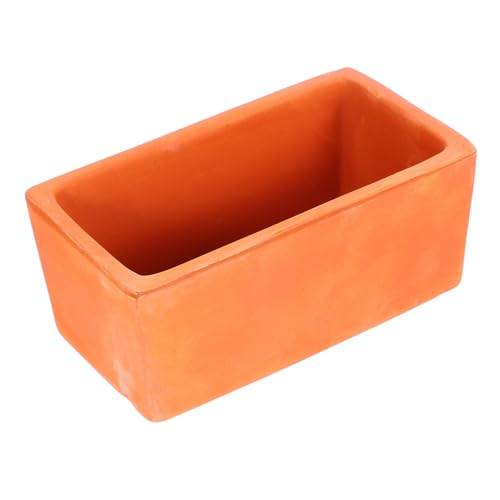 SEWACC Rectangular Terracotta Planter, Small Clay Pot with Drainage Hole, Rustic Flower Container for Succulent and Cactus Plants, Sturdy Indoor Windowsill Garden Pot