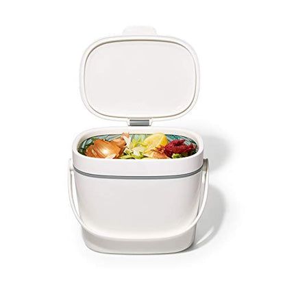 OXO Good Grips Easy-Clean Compost Bin, White, 1.75 Gal/6.62 L - color: White, size: 1.75 Gallon