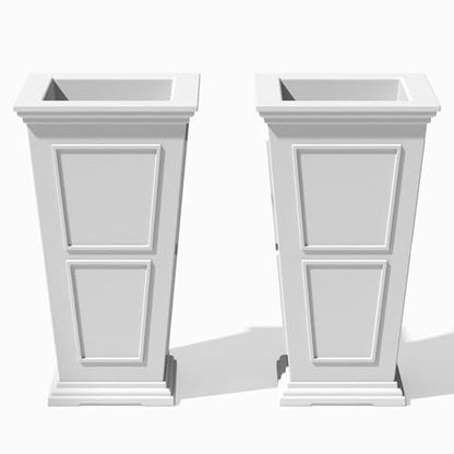 Veradek Brixton Series Planter - Tall Outdoor Planter with Shelf - color: White, size: 26 inch -2 Pack