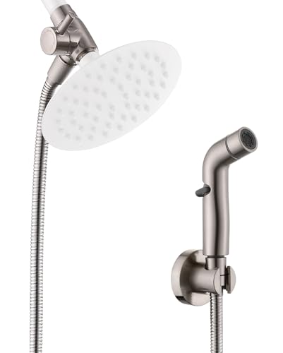 G-Promise 2 Mode Dog Shower Attachment with Extra Long Hose Adhesive Mount - color: Brushed Nickel, size: 100 Inch Hose