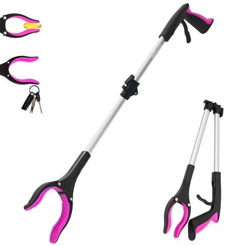 32 inch GrabRunner Heavy Duty(up to 10 lbs) Reacher Grabber Tool with Strong Magnetic (New Pink) 1 Pack - color: Pink