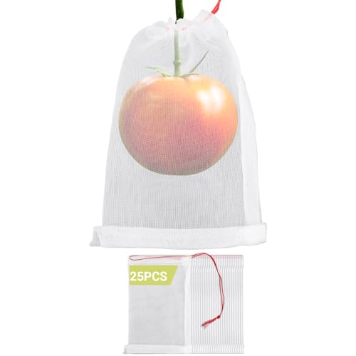 Fruit Cover Bags Against Birds, 25pcs 4x6 in Mesh Fruit Protection Bags with String, Netting for Fruit Trees Vegetables Flowers Protection Away from Bugs Birds - size: 4"x6"/Pack of 25