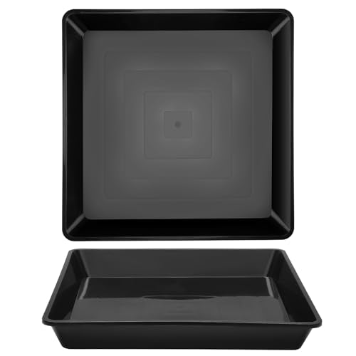GREANER Black Humidity Tray for Orchids, 16 Inch Large Plant Trays to Catch Water-Fits 12-13 Inch Pot Bottom, Plant Trays for Indoors Outdoor No Holes(2 Packs) - color: Black, size: 16 Inch