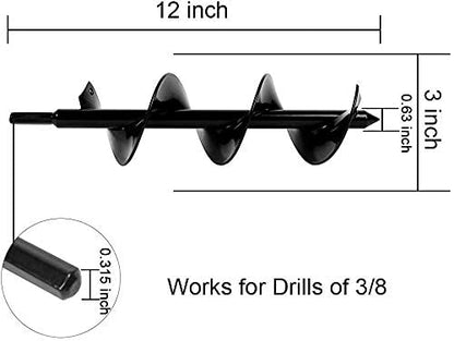 ERYTLLY Bulb Planter, Auger Spiral, Garden Planter Tool 3 x 12 inch,Rapid Umbrella Hole Digger for Planting Bulb Seedlings Bedding Tulips, and Digging Weeds Roots - size: 3*12inch