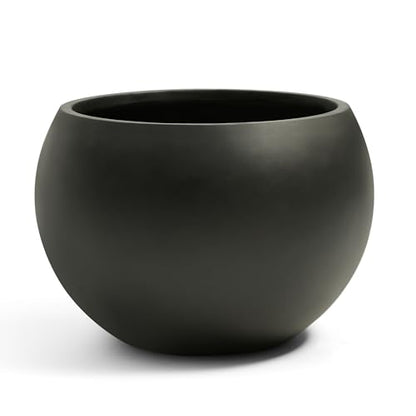 FloraFairy 19.3" Dia-13 H Fiberstone Sphere Planter, Black Round Flower Pot - color: Black, size: Large