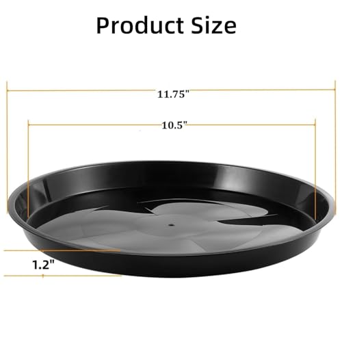 11.75 Inch (10.5 Inch Base) Plant Saucer, 4 Pack Round Plastic, Black - color: Black, size: 11.75" (4 Pack)