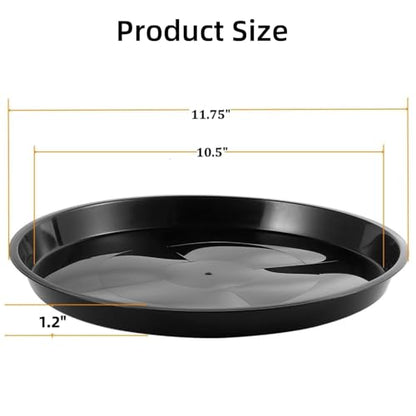 11.75 Inch (10.5 Inch Base) Plant Saucer, 4 Pack Round Plastic, Black - color: Black, size: 11.75" (4 Pack)