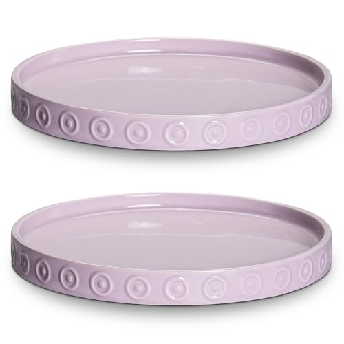 Eightpot 2 Pack Plant Trays for Pots, 7.5 Inch Plant Plates to Catch Water for Indoor Outdoor, Round Plants Water Catcher Tray, Boho Flower Pot Saucer, Decorative Plants Dishes to Catch Water, Purple - color: Purple, size: 7.5 Inch (2 Pack)