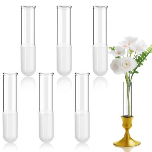 6 Pack 3.9" Glass Bud Vase Taper Candle Holder - size: 3.9"