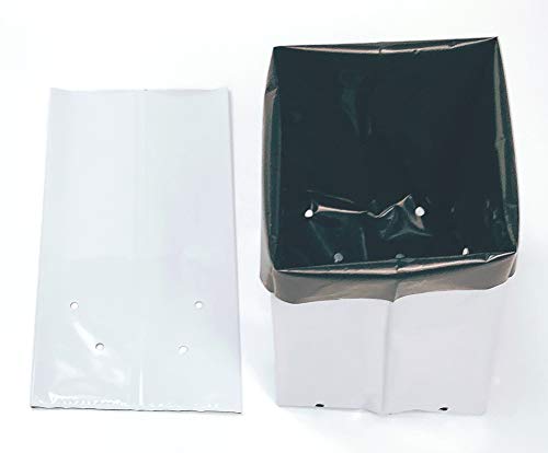 HORTIPOTS Grow Bag 7 Gallon Square Nursery Container Made of Black White Poly Films (25 Pieces per Pack) - size: 7 Gallon-Pack of 25