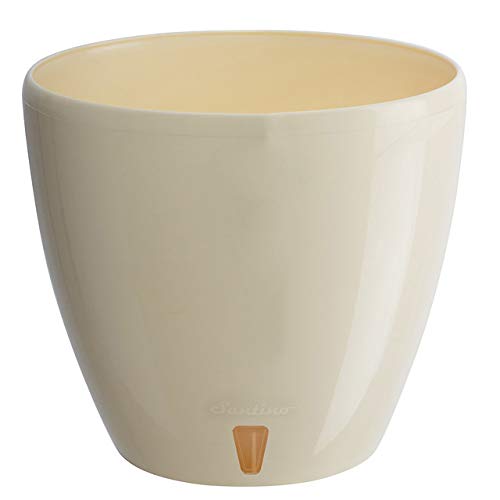 Gardenera 6.7" Deco Self Watering Pots for Indoor Plants in Cream - Decorative Flower Pot with Water Level Indicator and Drainage Cartridge for All House Plants, Flowers, Herbs and Succulents - color: Cream, size: 6.7 Inch