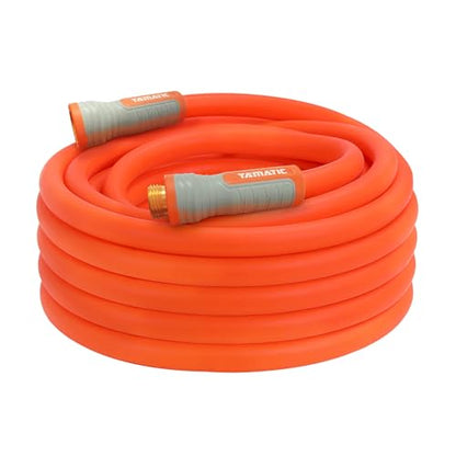 YAMATIC Flexible Garden Hose 5/8" x 50ft, 360° Swivel Handle, Burst 600 PSI - color: Orange, size: 50' (feet) Male to Female with Swivel