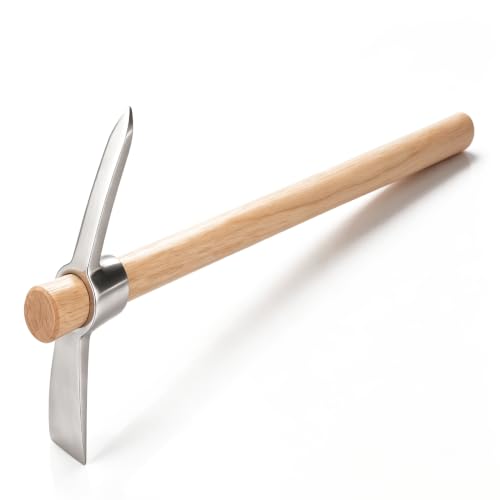 Forged Adze Pick, Weeding Mattock Hoe with Wood Handle Digging Tool