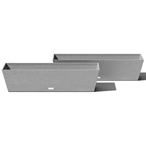 Veradek Pure Series Window Box Planter - Tapered Outdoor Planter - color: Gray, size: 36 inch - 2 Pack