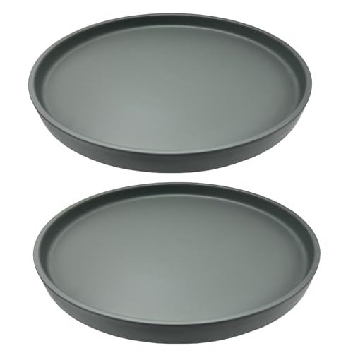 Yukfona Ceramic Plant Saucer Tray 2 Pcs 6.4 Inch Grey, 6.4" OD x6.02 ID x0.9 Deep| Fits Flower pots Bottom≤ 6.02", Heavy Duty Glazed Round Planter Drip with Catch Basin for Indoor Outdoor Plants - color: Gray, size: 6.4in 2pack