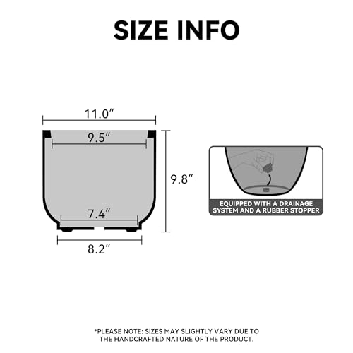 Kante Black Concrete Planter 11" Dia All-Weather Round Small Pot - color: Black, size: 11"Dia x 9.8"H