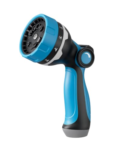 Garden Hose Nozzle with 10 Spray Patterns, Water Hose Sprayer for Outdoor - color: Sky Blue