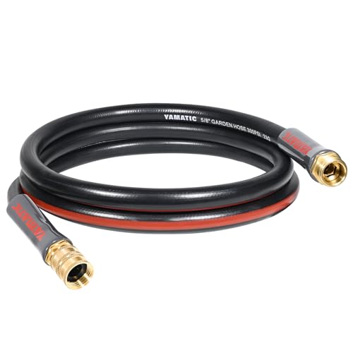 YAMATIC Female to Female Short Garden Hose 5/8 in x 5 ft, 2 in 1 Dual Use Heavy Duty Leader Hose with Solid Brass Connector, All-Weather Water Hose, Burst 300 PSI - size: 5' (feet) Double Females