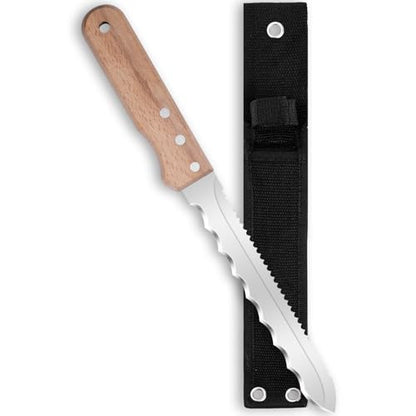 Stainless Steel Garden Knife: 7.87-inch sharp blade, Double Side Utility Sod Cutter Lawn Repair Garden Knife with Nylon Sheath - color: Short Wood