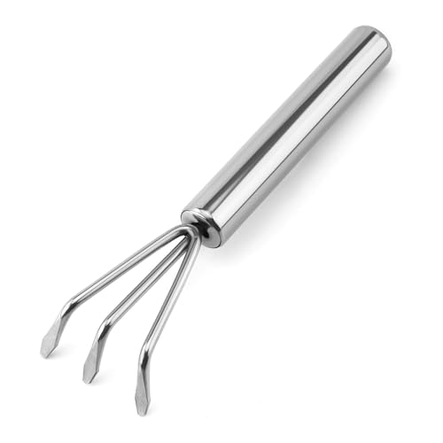 Mini Stainless Steel Soil Cultivator Hand Rake,Compact Garden Rake Tool,Handheld Soil Comb Tool for Indoor Plants,Succulent Cactus Soil Loosening Aeration Accessory for Balcony Container Gardening