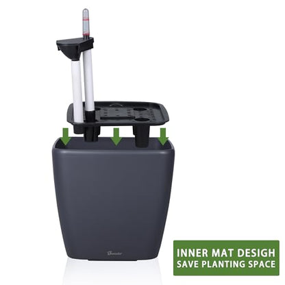 Dexceder 15x14 Self Watering Planter with Wheels (Slate Gray Matte) - color: Slate Gray, size: 15x14