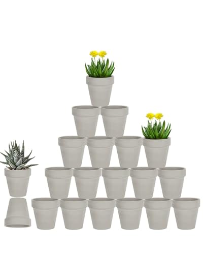 vensovo 3 Inch Grey Terracotta & Clay Pot with Drainage, 20 Pack - color: Gray
