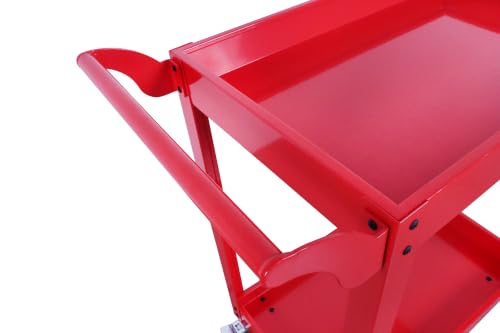 Heavy Duty Service Utility Cart,2 Shelf Steel, 800-Pound Capacity, 35.6 x 18.1x38-Inch RED - color: Red