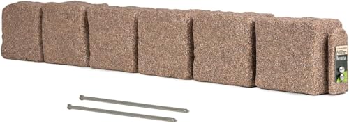 Beuta Landscape Edging | Garden Edging Border | Polyrock Blocks for Lawn Edging, Flower Beds & Yard Edging – 1 Pack | Each Section Has 6 Blocks 48" L x 4" W x 6.5" H | 2 Spikes | Cobblestone - color: Cobblestone, size: 1-Pack (4 FT)