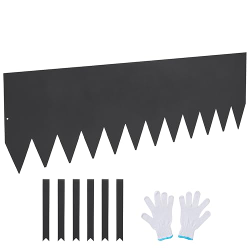 VEVOR Steel Landscape Edging, 4-Pack Steel Garden Edging Borders, 40" L x 12" H Strips, Hammer-in Edging Border with 6 Clips, Bendable Metal Landscape Edging for Yard, Garden, Lawn - size: 40" L x 12" H,4 Pack, style: Modern