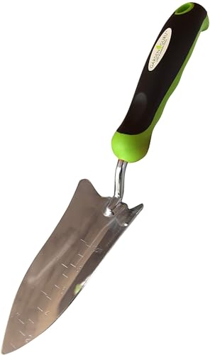 Garden Guru Transplanter Trowel Shovel - Stainless Steel - Rust Resistant - Ergonomic Grip - Perfect Hand Shovel Tool for Gardening Weeding Transplanting and Digging in Garden Beds - size: 1 Pack, style: Stainless Steel