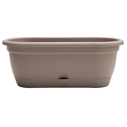 Bloem: Lucca Self Watering Window Box Planter: 18" - Charcoal Gray - Durable Long Lasting Plastic Pot, Indoor Outdoor Use, Gardening, 2.5 Gal Capacity - color: Pebble Stone