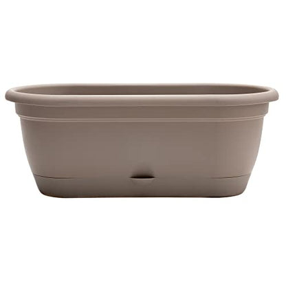 Bloem: Lucca Self Watering Window Box Planter: 18" - Charcoal Gray - Durable Long Lasting Plastic Pot, Indoor Outdoor Use, Gardening, 2.5 Gal Capacity - color: Pebble Stone