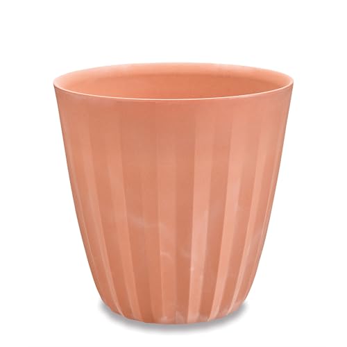 Crescent Garden Pleat Modern Decorative Planter, Indoor/Outdoor Pot, Resin Planter with Drain Hole - 19" W x 19" H (Terracotta-Colored) - color: Terracotta Color, size: 19"