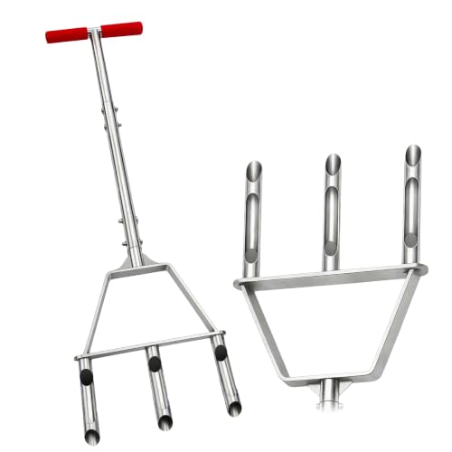 PPZ Manual Core Aerator Lawn Tool with 3 Hollow Tines for Compacted Soil