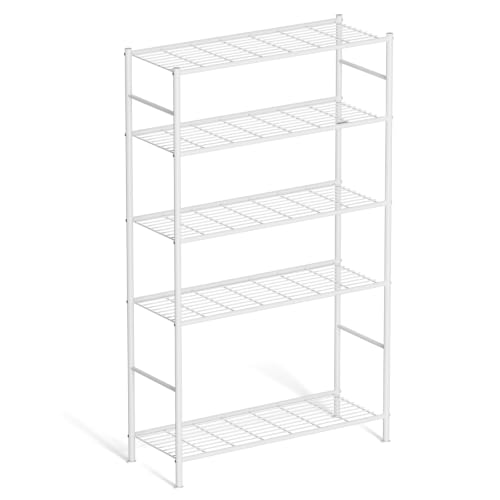 LEVELEVE 5-Tier Metal Storage Shelves, 33.1" x 12.6" x 72", Heavy Duty Utility Shelving Unit, Tall Rust-Resistant Organizer Rack for Garage, Pantry, Bathroom, Office, White - color: White-5t