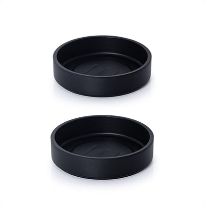 Phoenix Vine 4 Inch Plastic Plant Saucer Water Drip Tray, Heavy Sturdy Round Plant Drainage Tray for Indoors Outdoor, Set of 2, Matte Black, 21-TY-4B-2 - size: 4"